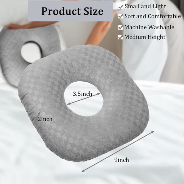 Detalle de Wuronsa Ear Piercing Pillow O-shaped for Side Sleepers 😴