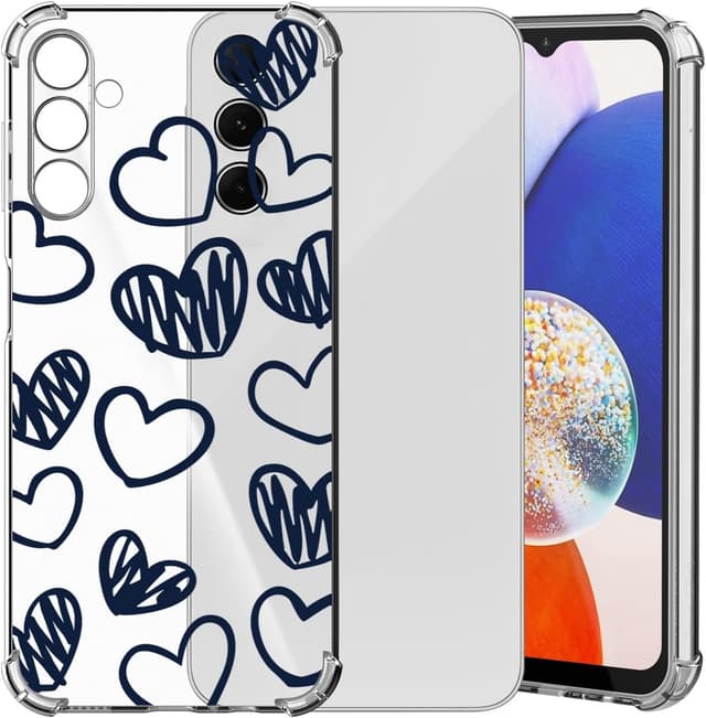 Detalle de ChoosEU transparente Hülle für Samsung Galaxy S24 FE 5G – weiches TPU/Silikon Case mit Luftpolster-Ecken und Herzmotiv
