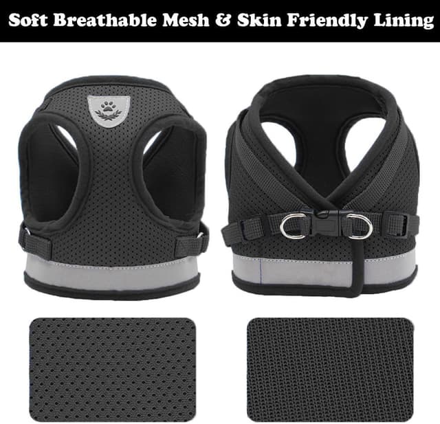 Thumbnail 6 de Anlitent Soft Mesh No Pull Cat Harness and Lead Set (Black, X-Large) with Escape Proof Kitten Vest