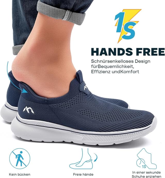 Detalle de ODCKOI Herren Slip-on Sneaker: atmungsaktive Mesh-Turnschuhe ohne Schnürsenkel