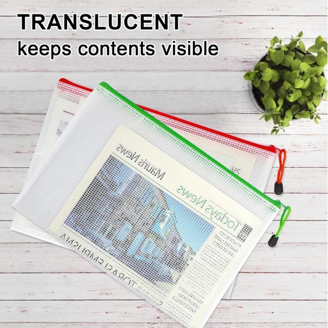 Detalle de Umriox A5 Plastic Zip Folders (24 Pack) mesh zipper pouches for documents & travel storage