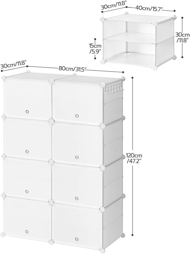 Detalle 2 de HOOBRO Scarpiera con 8 scomparti e sportello EWT28SC01G1, scaffale componibile in plastica