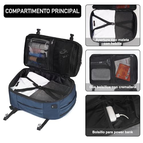 Thumbnail 6 de ECOHUB Mochila de cabina para Ryanair de 40x20x25 cm (20L) con 13 compartimentos y tejido PET reciclado
