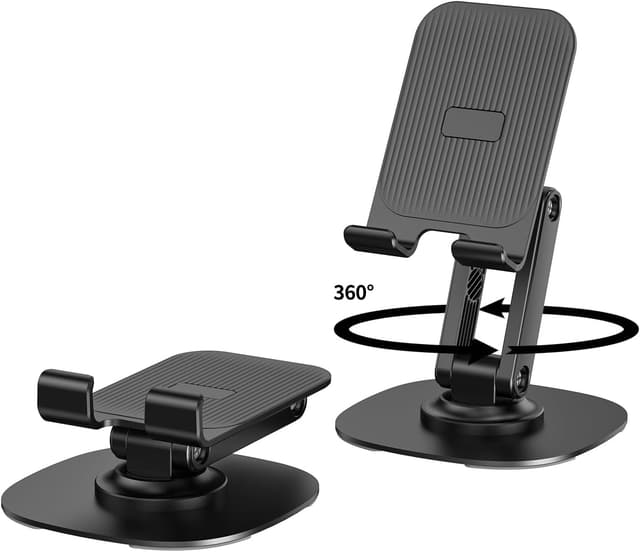 Detalle de CXTX 360° Rotating Aluminum Desk Phone Stand (K69-Black) for iPhone, iPad, Android & Tablets
