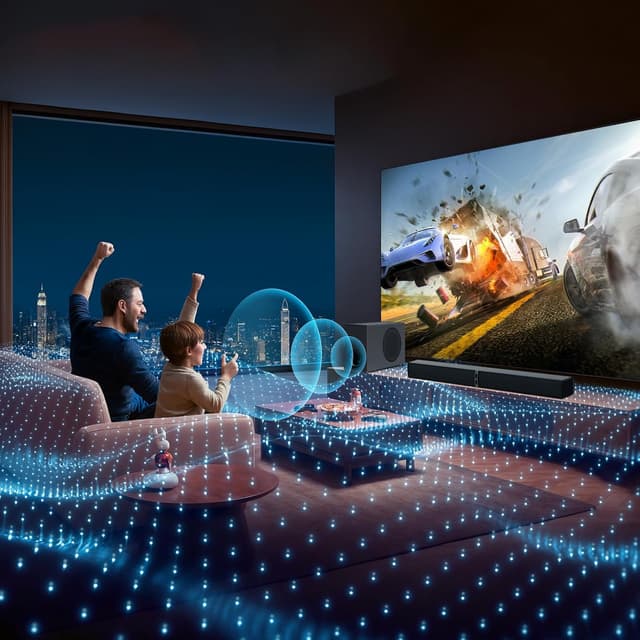 Detalle de GarageRock Soundbar with Subwoofer for TV (120W) – Bluetooth 5.3, ARC, Optical & AUX