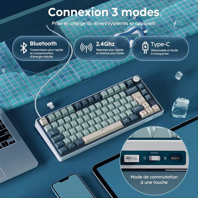 Thumbnail 2 de RK ROYAL KLUDGE R75 Clavier gamer TKL 75% 🔲