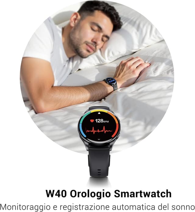 Detalle 2 de IOWODO Smartwatch Uomo Donna con schermo AMOLED da 1,43", chiamate Bluetooth e tracking salute