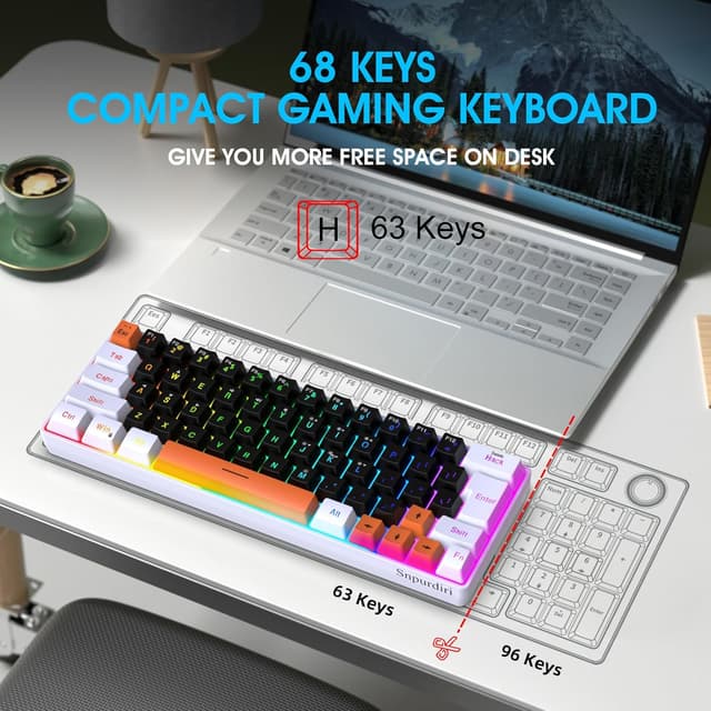 Detalle 2 de Snpurdiri 60% Gaming-Tastatur ⌨