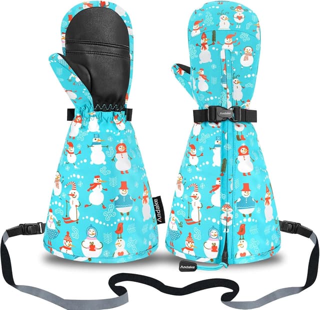 Thumbnail 6 de Andake Kinderhandschuhe Warm & Wasserdicht Winterfäustling mit Reißverschluss