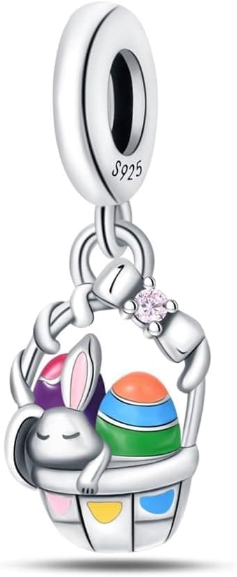 Detalle de KUNSIR Charm-Anhänger für Armband & Halskette aus 925 Sterling Silber mit Zirkonia (C16) – passend für europäische Charm-Armbänder