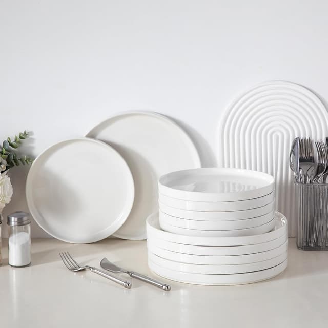 Thumbnail 6 de MALACASA Dessertteller-Set LEAH für 6 Personen, Ø 21 cm, Porzellan weiß