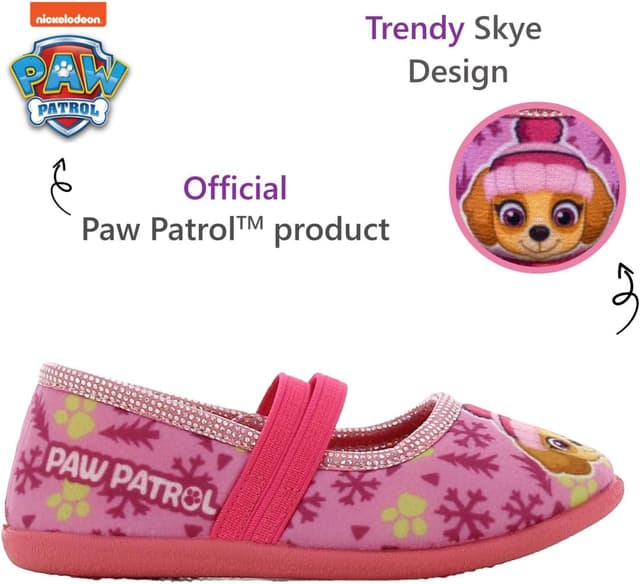Detalle de Leomil Paw Patrol Girls Chaussons ballerines enfants Skye : confort et semelle antidérapante pour la maison
