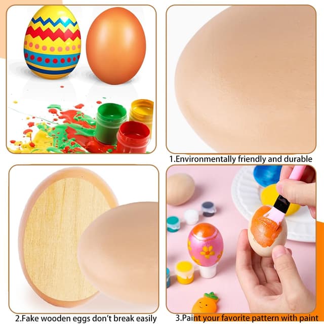 Thumbnail 2 de Holzeier Nesteier 5 Stück 6×4,5 cm 🐣