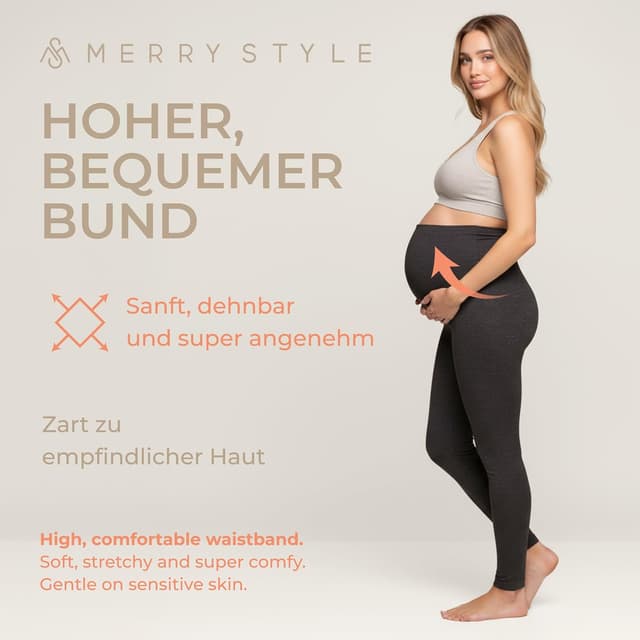 Detalle de Merry Style Damen lange Umstandsleggings aus Viskose MS10-297