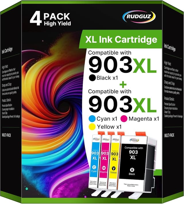 Detalle de RUDGUZ 903 XL kompatible Druckerpatronen im 4er-Multipack für HP OfficeJet 6950/6951 & Pro 6960/6970/6974
