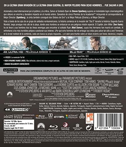 Detalle 2 de Salvar Al Soldado Ryan Blu-ray 4K Ultra-HD 📀