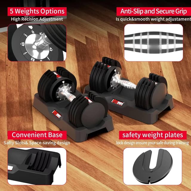 Detalle 2 de EnterSports Adjustable Dumbbells 12kg set