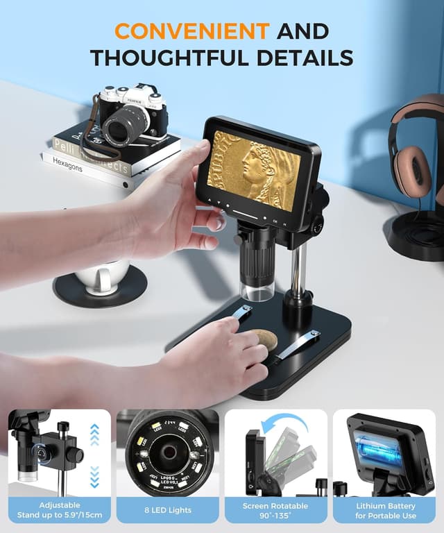 Thumbnail 2 de LCD Digital Microscope 10MP 4.3-inch 1080P 1–1000X 🔬