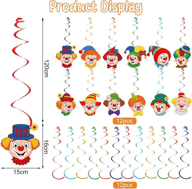 Detalle 2 de HUKUMA Clown Girlande 12er Set 80 cm 🤡