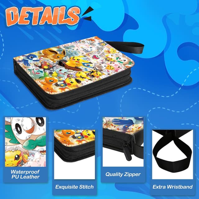 Detalle de Sammelalbum für Karten mit 50 Seiten und bis zu 400 Karten – wasserdichter Kartenhalter mit Reißverschluss