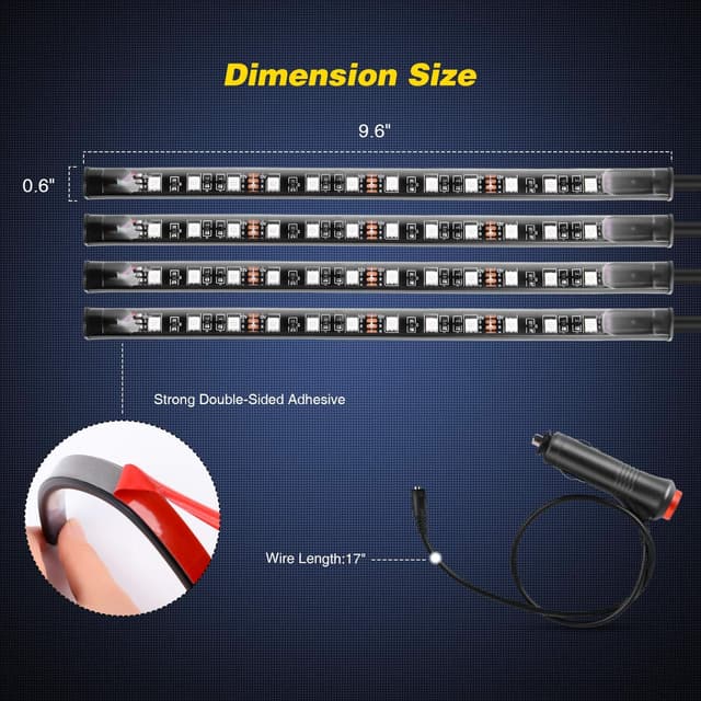 Detalle 2 de Nilight TR-06 4PCS 48 LED Interior Music Car Strip Lights (DC 12V) with Sound Active + Wireless Remote