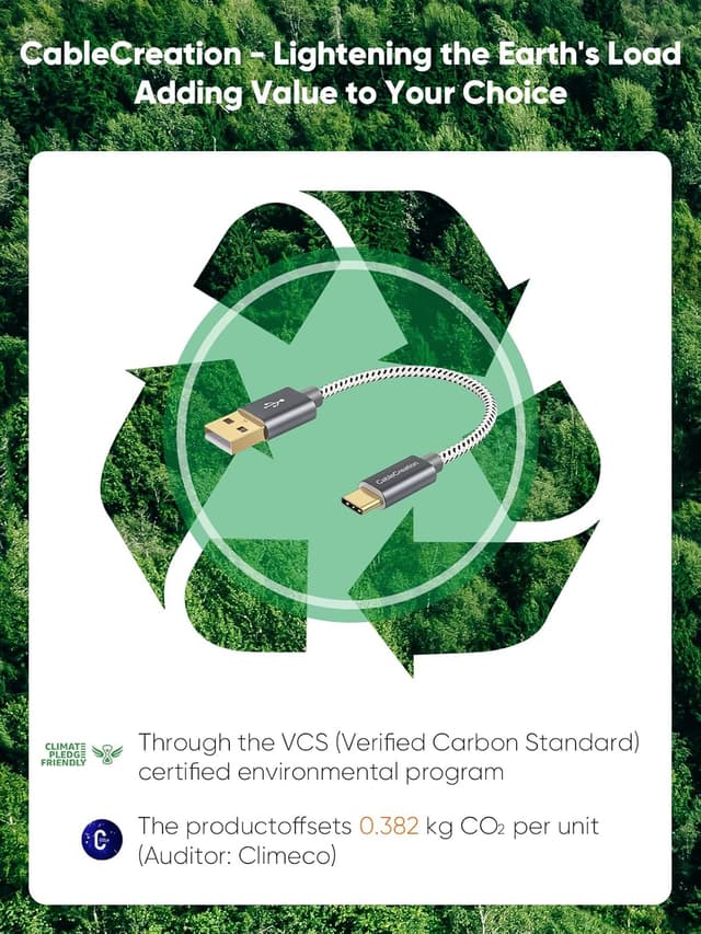 Detalle 2 de CableCreation USB C Ladekabel 15 cm 3A