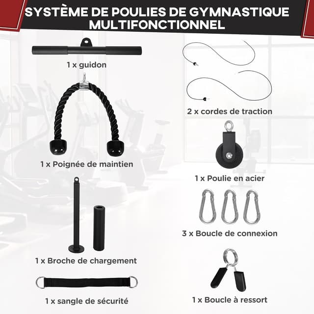Thumbnail 2 de SPORTNOW Système de poulie de musculation 50 kg