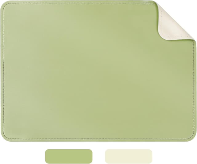 Detalle de AiQInu Tapis de souris 280x200 mm en PU cuir double face (beige, vert)