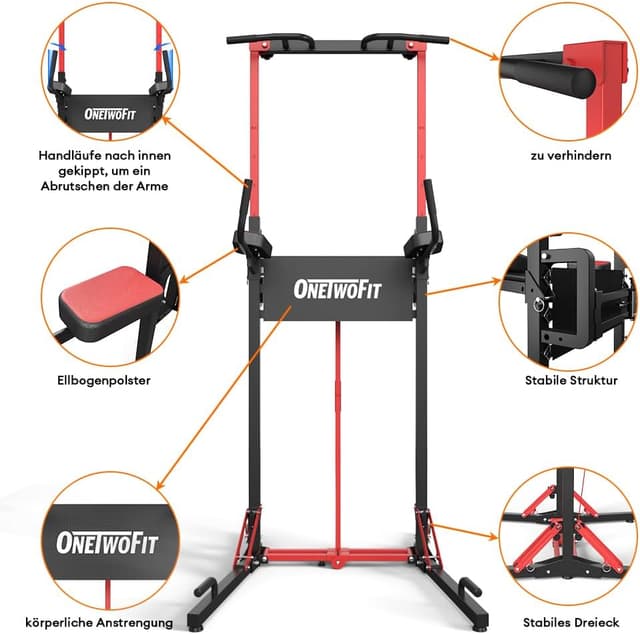 Detalle de ONETWOFIT Barra per trazioni autoportante pieghevole con dip e altezza regolabile 127-224 cm