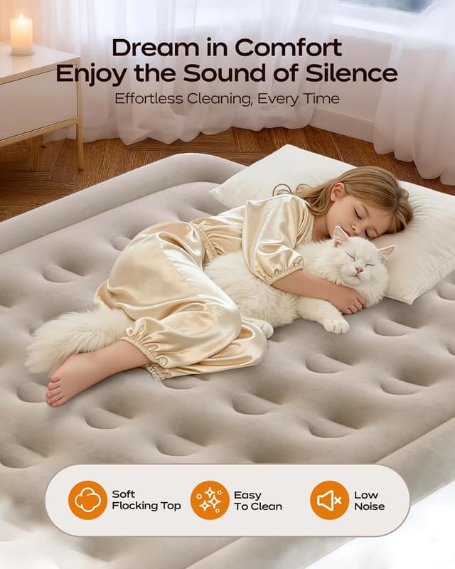 Detalle 2 de Lopekuty Premium Air Mattress with Built-in Pump (Double) – 203 x 152 x 46cm