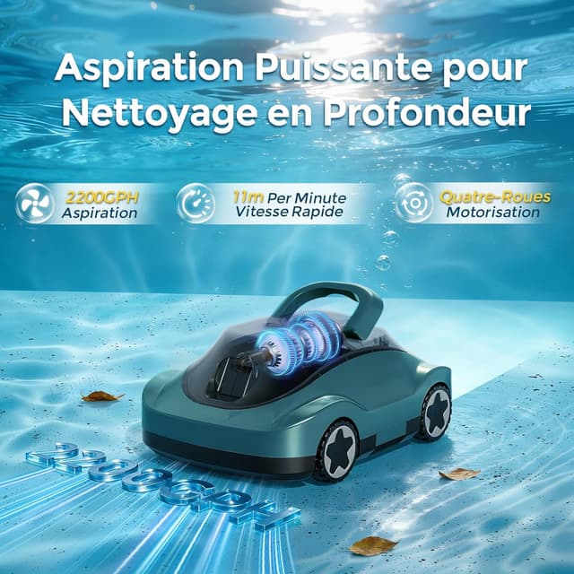Detalle 2 de Robot Piscine C5 sans fil : aspirateur et nettoyeur pour piscines hors-sol/enterrées jusqu’à 200 m²