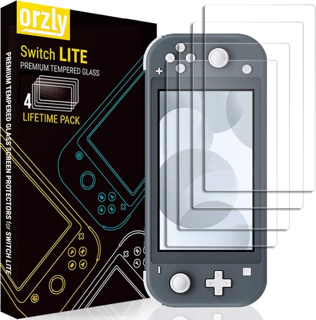 Detalle de Orzly Panzerglas Displayschutzfolie für Nintendo Switch Lite (2019) – 4er-Set