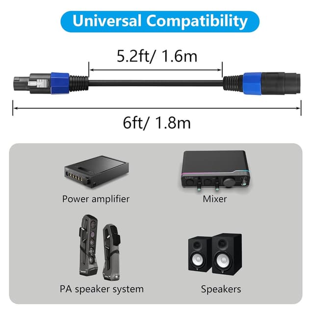 Thumbnail 6 de CERRXIAN Speakon Extension Cable (Speakon male to female) with twist lock, 1.8m/6ft