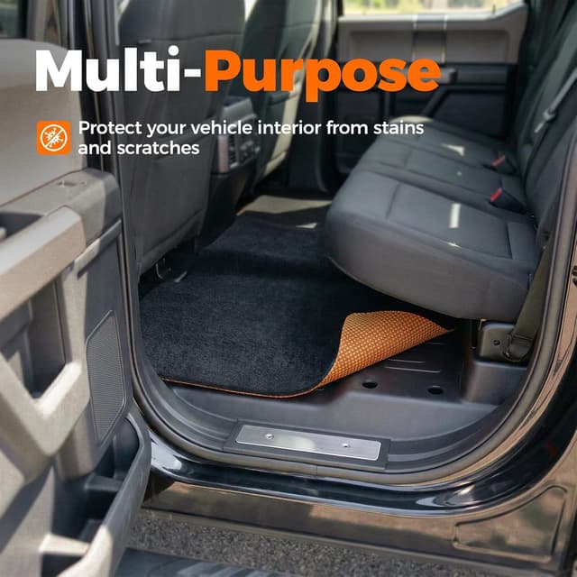 Detalle de Heavy Duty Oil Spill Mat (1/4 Thick) for Garage Floor, 64", x 64", Waterproof Reusable Rubber-Backed