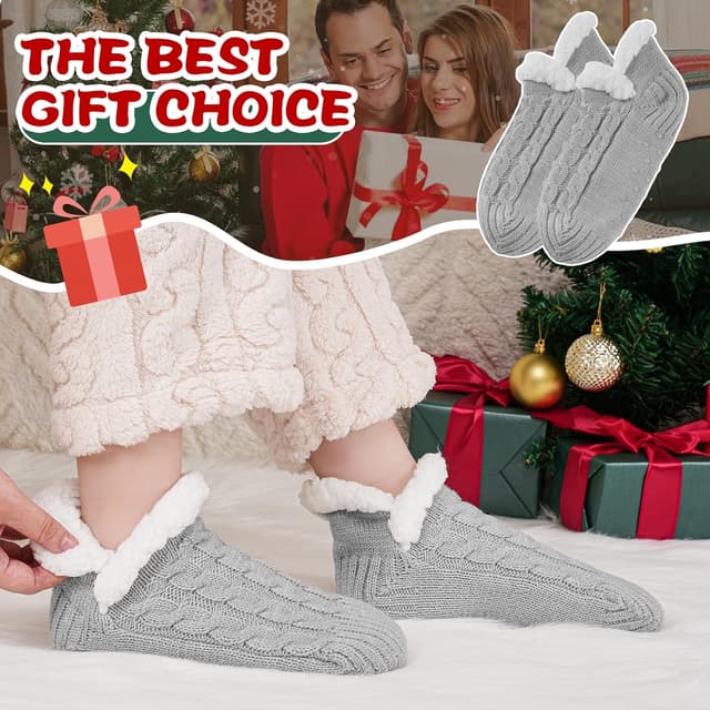 Thumbnail 6 de Niorasen Fluffy Slipper Socks (UK 4–9) with Grippers – Warm non-slip bed socks