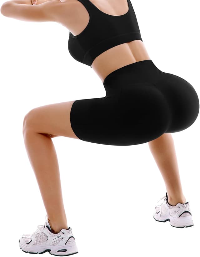 Detalle 2 de SINOPHANT 2-Pack Women’s Cycling Shorts with Pockets, High Waist Buttery-Soft Gym & Workout Shorts