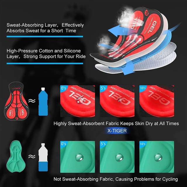Detalle de X-TIGER Boxer da ciclismo uomo 5D in gel, traspirante e imbottito