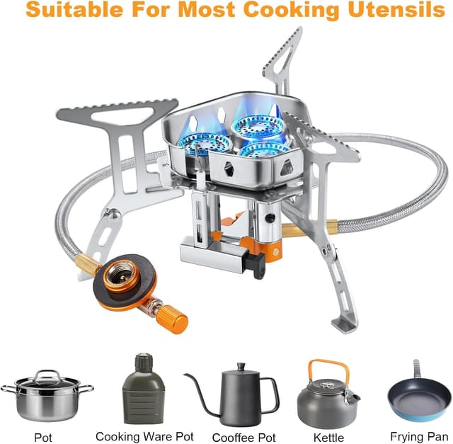 Detalle de Adiwo Camping Gas Stove windproof backpacking burner (up to 6800W, foldable rocket stove)