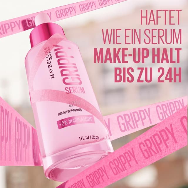 Detalle de Maybelline New York Grippy Serum Primer mit Niacinamid – serum-to-grip Make-up Primer für bis zu 24 Stunden Halt (30 ml)