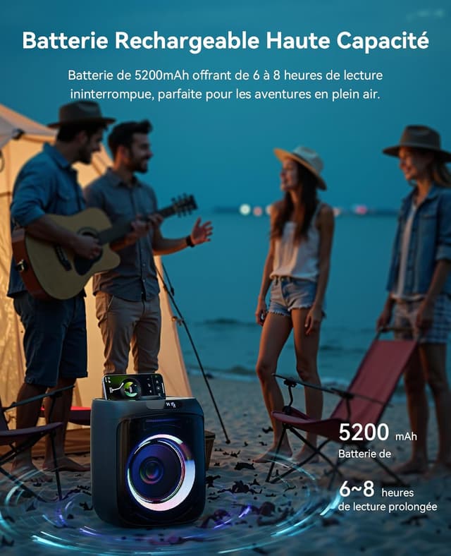 Detalle 2 de Enceinte Karaoke 400W avec 2 micros 🎤