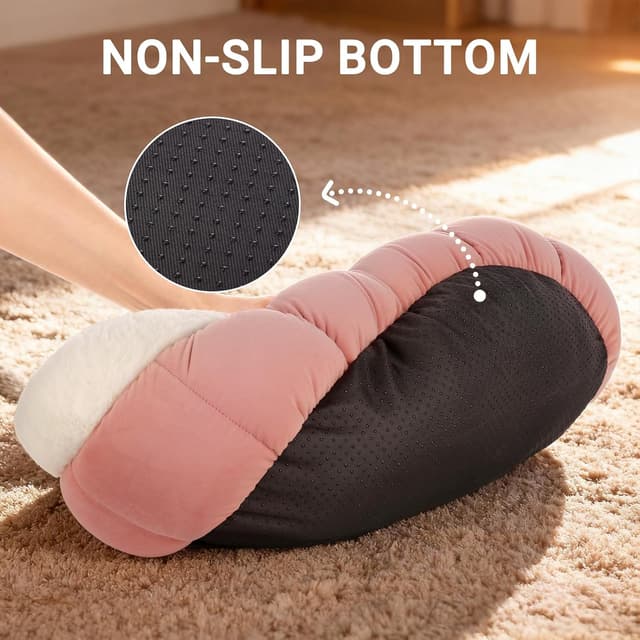Detalle de EDMIENS Small Cat Bed (45x45x16.5cm) – Round Donut Fluffy Pet Cushion, Machine Washable, Pink
