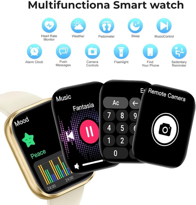 Thumbnail 6 de Smart Watch for Men & Women (Answer/Make Calls) – 1.83" HD Fitness Watch in Champagne Gold