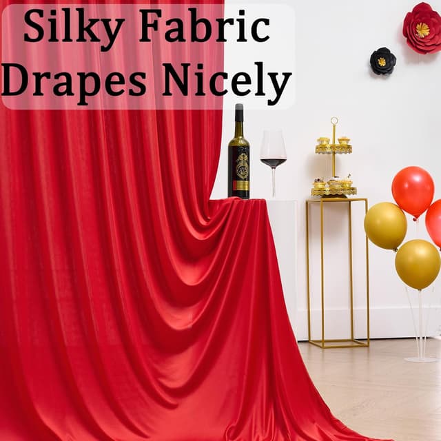 Detalle de 3x3 m roter Vorhang für Kulissen – Polyester Hintergrund für Hochzeit, Party & Fotos (2 Platten, 1,5×3 m)
