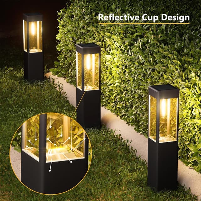 Detalle 2 de Joomer Solarlampen für Außen Garten – LED Solarleuchten (Warmweiß), 4er-Set, wetterfest