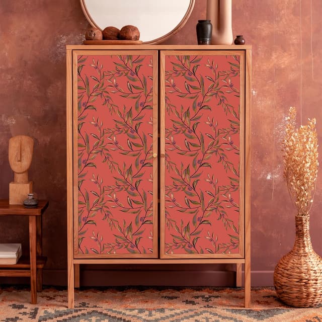 Thumbnail 5 de VEELIKE Vintage Zinnoberorange Blatt Tapete 44,5×300 cm