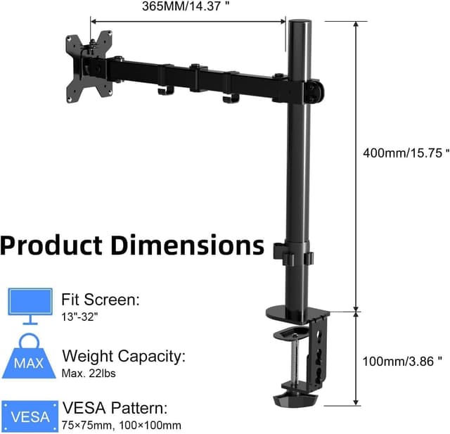 Detalle 2 de Pholiten monitor arm mount 10kg VESA