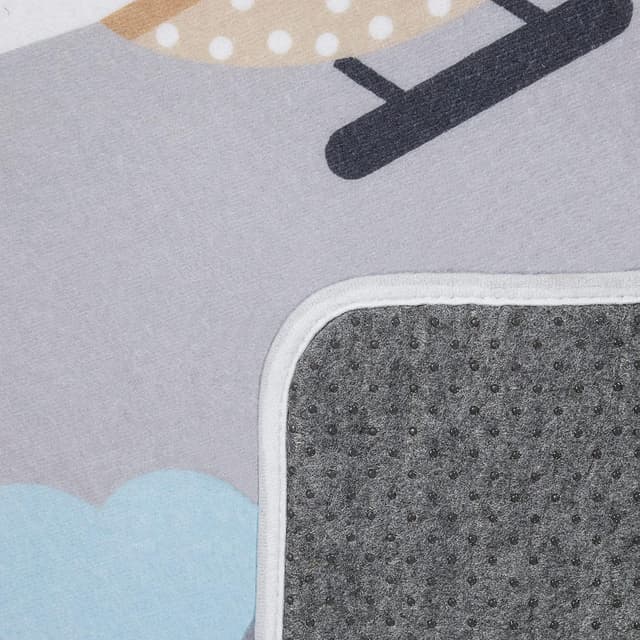 Thumbnail 6 de Paco Home Rund-Kinderteppich Ø 150 cm für Spielmatte, rutschfest – Grau mit Stern-Mond-Elefanten