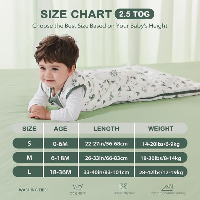 Thumbnail 1 de Mosebears Baby Sleeping Bag 2.5 Tog toddler wearable blanket