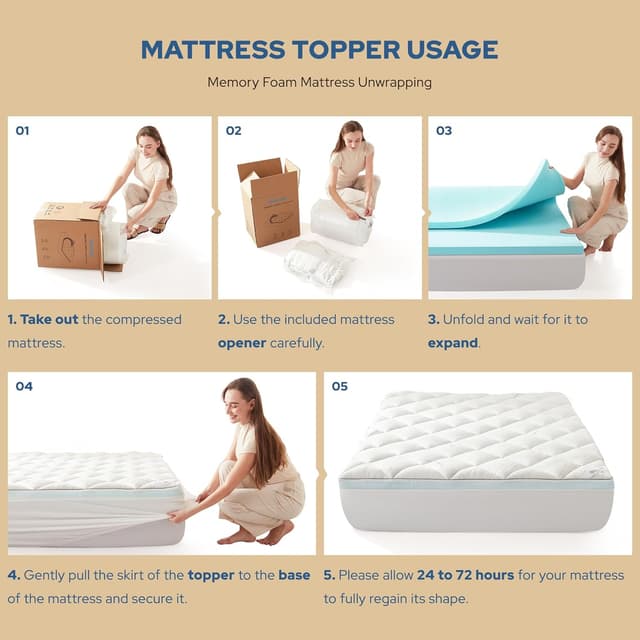 Thumbnail 6 de BEDLORE Double Mattress Topper (2-in-1 Dual Layer: 2" Gel Memory Foam + 2" Plush Cover) – Medium-Firm, OEKO-TEX Certified