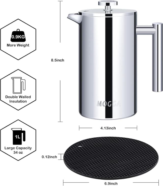 Detalle de MOGGA cafetiere French press 1000ml